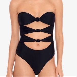 NEW Salt Cove swimsuit one piece wired black L womens